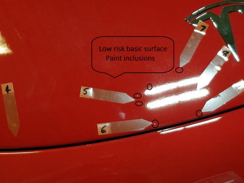 Low risk basic surface paint inclusions 